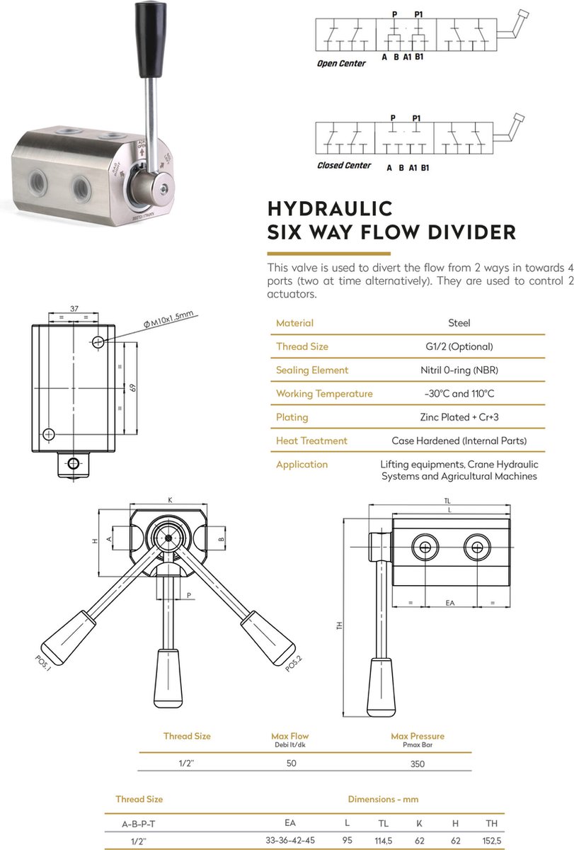 Vérin Hydraulique à Double Effet Standard (différentes variantes) -  Sparepartsholland