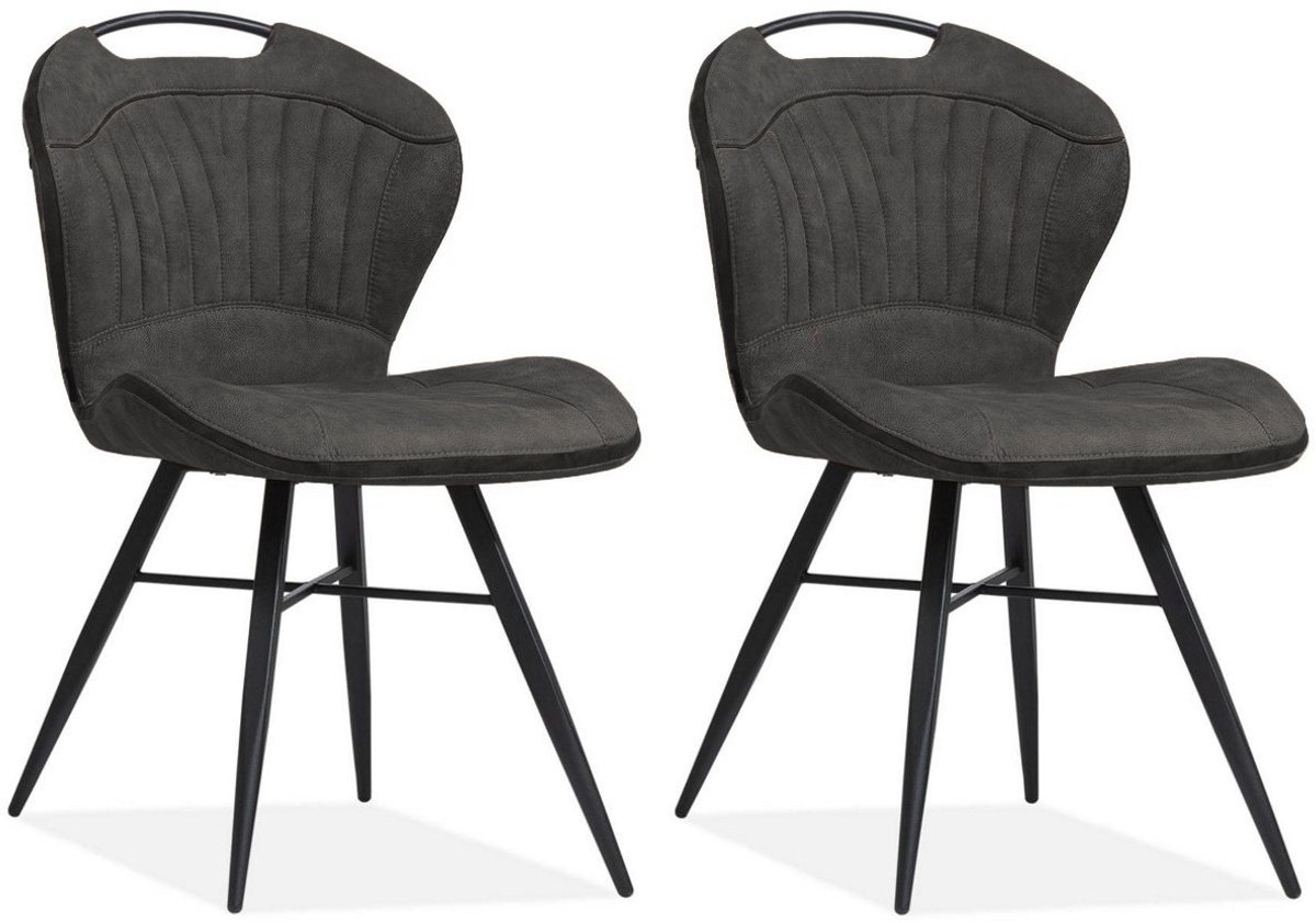 MX Sofa Eetkamerstoel Splash luxor - kleur: Antraciet (set van 2 stoelen)