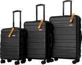 Kofferset - 209 Liter - Trolleyset 3-delig met TSA slot - handbagage en grote koffer - Zedar Onyx Black