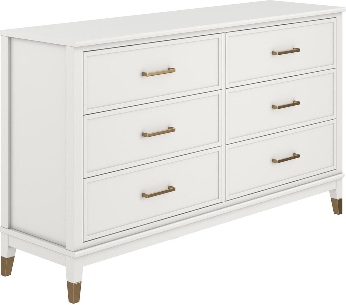 Westerleigh-Dressoir met 6 laden in MDF wit