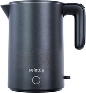 Selotus Elektrische Waterkoker - 1L - 1300W Extra zuinig - Snel kook functie - heetwaterdispenser - RVS – retro – waterkokers - kerst - Zwart