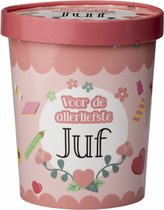 Snoeppot - Juf - Candy Bucket - Gevuld met Snoep en Drop