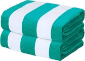 100% katoenen grote strandhanddoek strandhanddoeken badhanddoek zwembadhanddoek badhanddoek met gestreept patroon set van 2 90 x 180 cm groen - zacht, lichtgewicht, absorberend en pluche