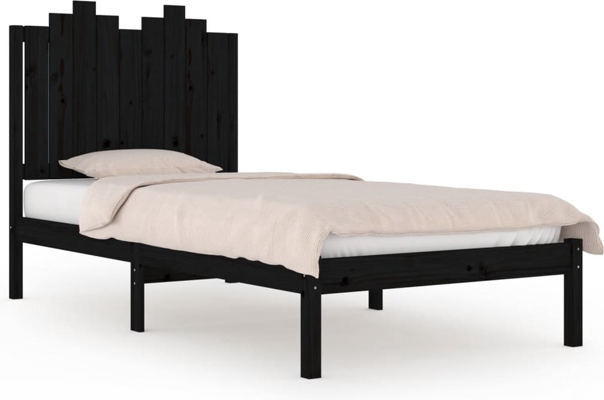 vidaXL-Bedframe-massief-grenenhout-zwart-90x200-cm