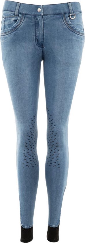 2022 Dublin Shona Full Grip Siliconen Print Denim Rijbroek Voor Dames 1002015002 - Denim - Dublin Womens Size - 14