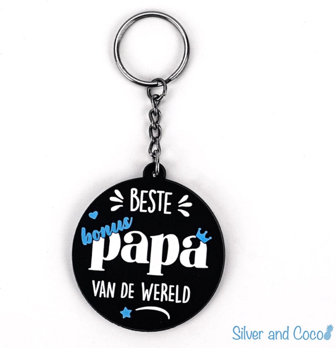 SilverAndCoco® - Bonus Papa Vaderdag Verjaardag Cadeau Kind / Sinterklaas Schoen Cadeau 2D Sleutelhanger Auto Huis / Key Chain / Sleutel Ring Sleutels - Vader / Dad / Beste Bonus Papa