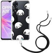 Cazy Hoesje met koord geschikt voor Oppo A78 5G Panda Emotions