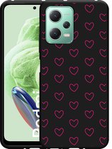 Cazy Hoesje Zwart geschikt voor Xiaomi Redmi Note 12 Kleine Hartjes