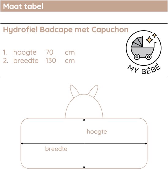 My Bébé Baby Kinder Hydrofiel Badcape met Capuchon - Limoen - 70x130cm - 100% Katoen - 4 laags - Baddoek - Badjas - Badgoed — afbeelding 4