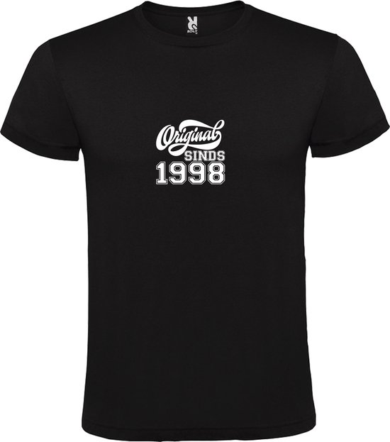 Zwart T-Shirt met “Original Sinds 1998 “ Afbeelding Wit Size S