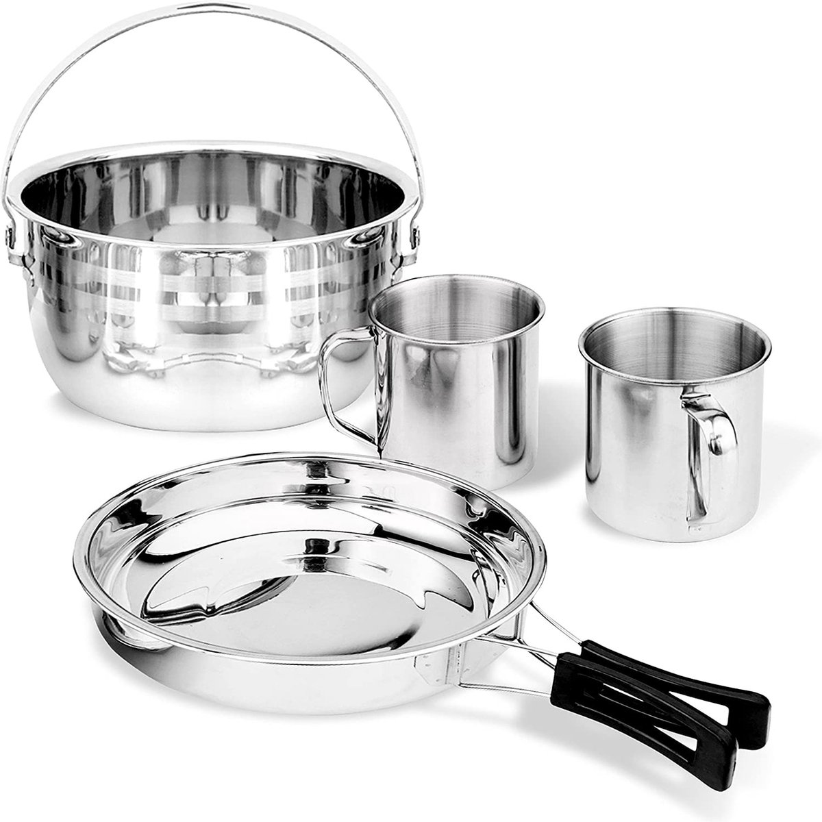 Bestargot Casseroles de Camping en Acier Inoxydable, 4 Pièces Camping  Popote INOX 304, Ustensiles de Cuisine et Casserole de Camping, Gamelle  pour Camping Randonnée Bivouac : : Sports et Loisirs