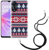 Cazy Hoesje met koord geschikt voor Oppo A78 5G Gebreide Kersttrui II