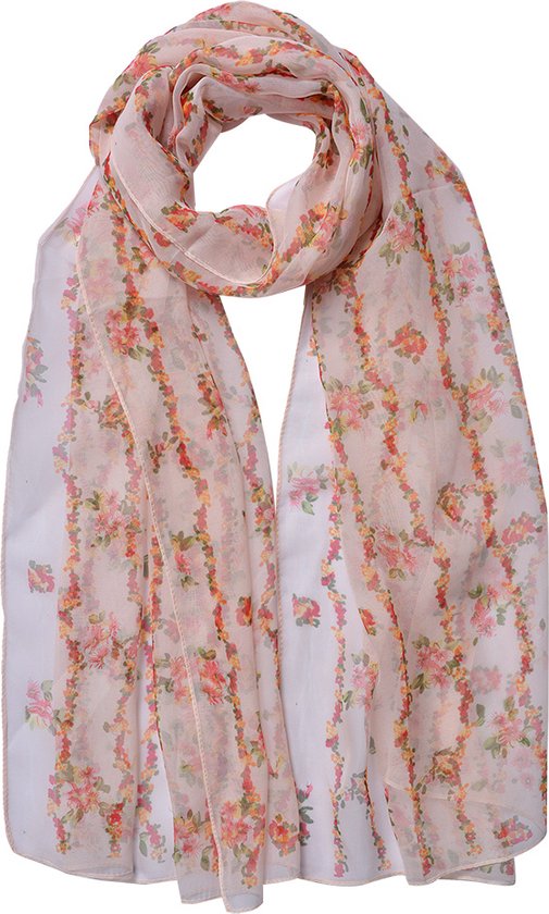Juleeze Sjaal Dames Print 50x160 cm Roze Bloemen Shawl Dames