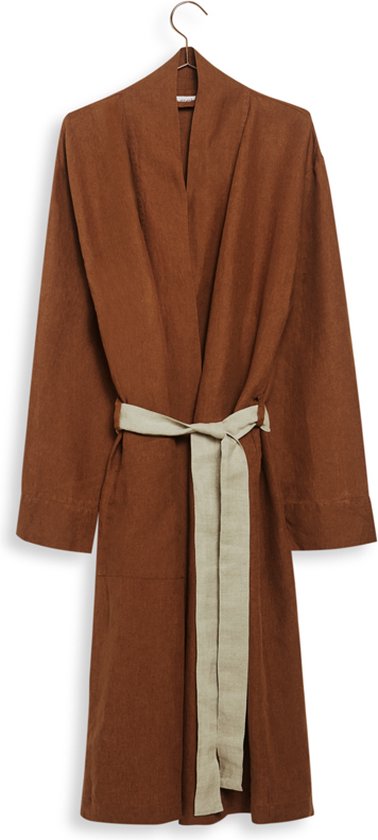 Yumeko kimono badjas gewassen linnen amandel bruin m