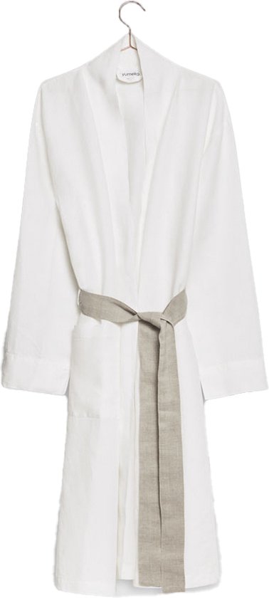 Yumeko kimono badjas gewassen linnen wit m