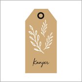 Cadeaukaartje - "Kanjer" - Bloemenkaartje - Bloemenlabel - Bruin Kraft - 10 x 5 cm - 20 stuks - Met Boorgaatje