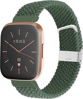 Nylon Smartwatch bandje - Geschikt voor Fitbit Versa / Versa 2 gevlochten bandje - groen - Strap-it Horlogeband / Polsband / Armband