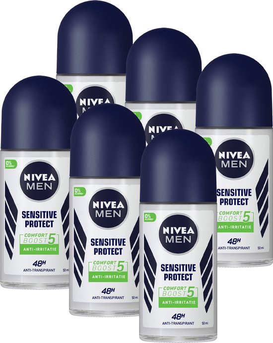 NIVEA MEN Sensitive Protect Deodorant Roller - 6 x 50 ml - Voordeelverpakking
