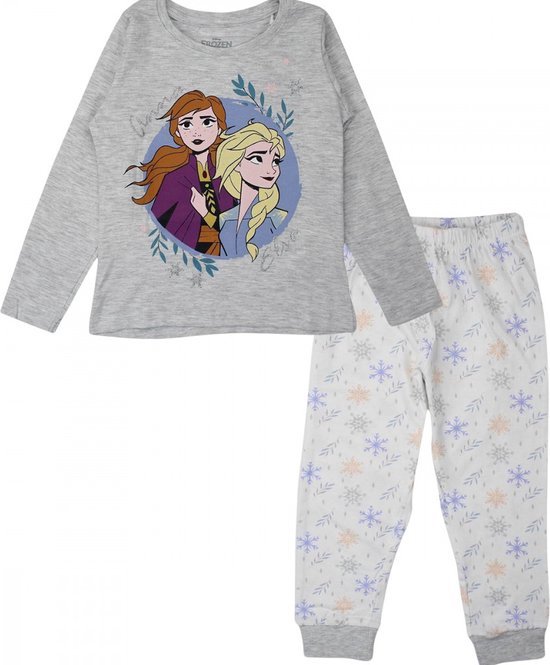 Frozen pyjama - katoen pyjamaset - Elsa - - grijs - maat 128- 8 jaar | bol.com