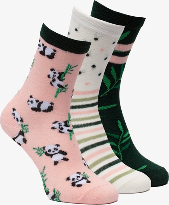 3 paar halfhoge kinder sokken met jungleprint - Roze - Maat 23/26