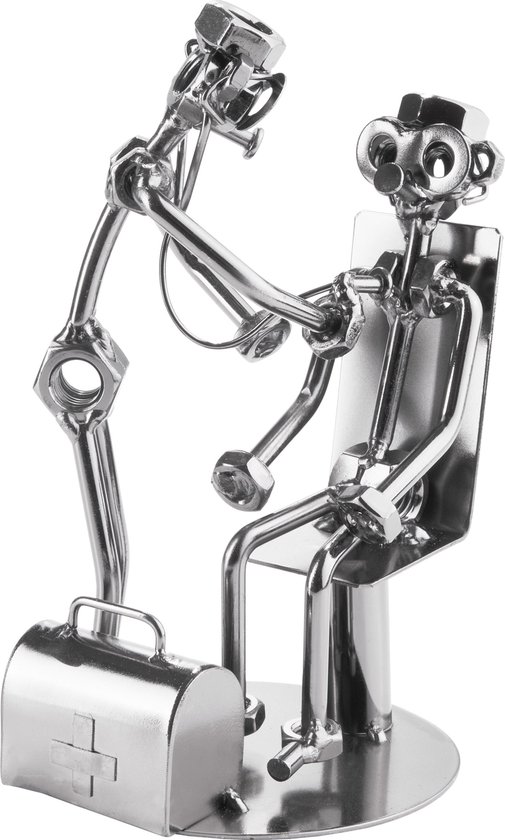 BRUBAKER Docteur à vis avec stéthoscope patient - Figurine en fer faite à la main Homme en Fer - Idée cadeau en métal pour médecins généralistes - Cadeau pour les médecins