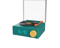 Mobility on Board, VS-80 Retro Look Vinyl Draaitafel 5W Bluetooth Luidspreker met Wekker, Blauw