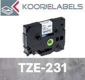Koopjelabels® - labels - geschikt voor Brother P-Touch - 5 rollen TZe-231 - 12 x 8 mm - tape zwart op wit