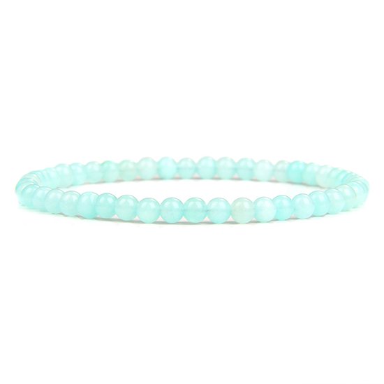 Bixorp Gems Bracelet en pierres précieuses Amazonite bleue 4 mm - Bracelets de perles de pierres précieuses - Cadeau spirituel - 18 cm