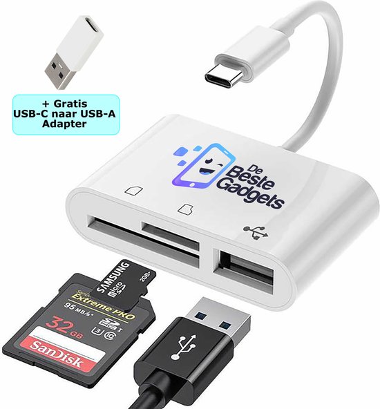 De Beste Gadgets Lecteur de Cartes USB-C 3 en 1 - Carte SD