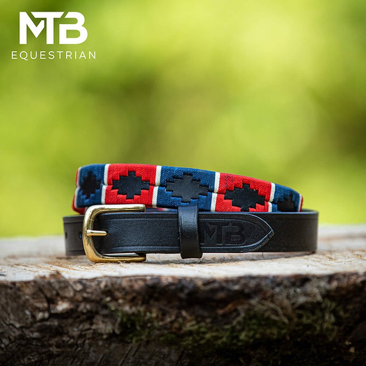 Riem polo print 95cm - Rood wit blauw - MTB Equestrian