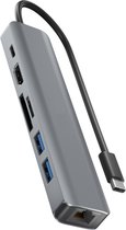 Rolio USB C Hub - 1x HDMI 4K@60hz - 1x Ethernet 1Gbps - 1x USB-C - 2x USB-A - 2x Kaartlezer - USB Splitter - Geschikt voor Macbook Pro / Air / Windows / Universeel
