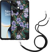 Cazy Hoesje met koord geschikt voor OnePlus Nord CE 3 Lite 5G Purple Flowers