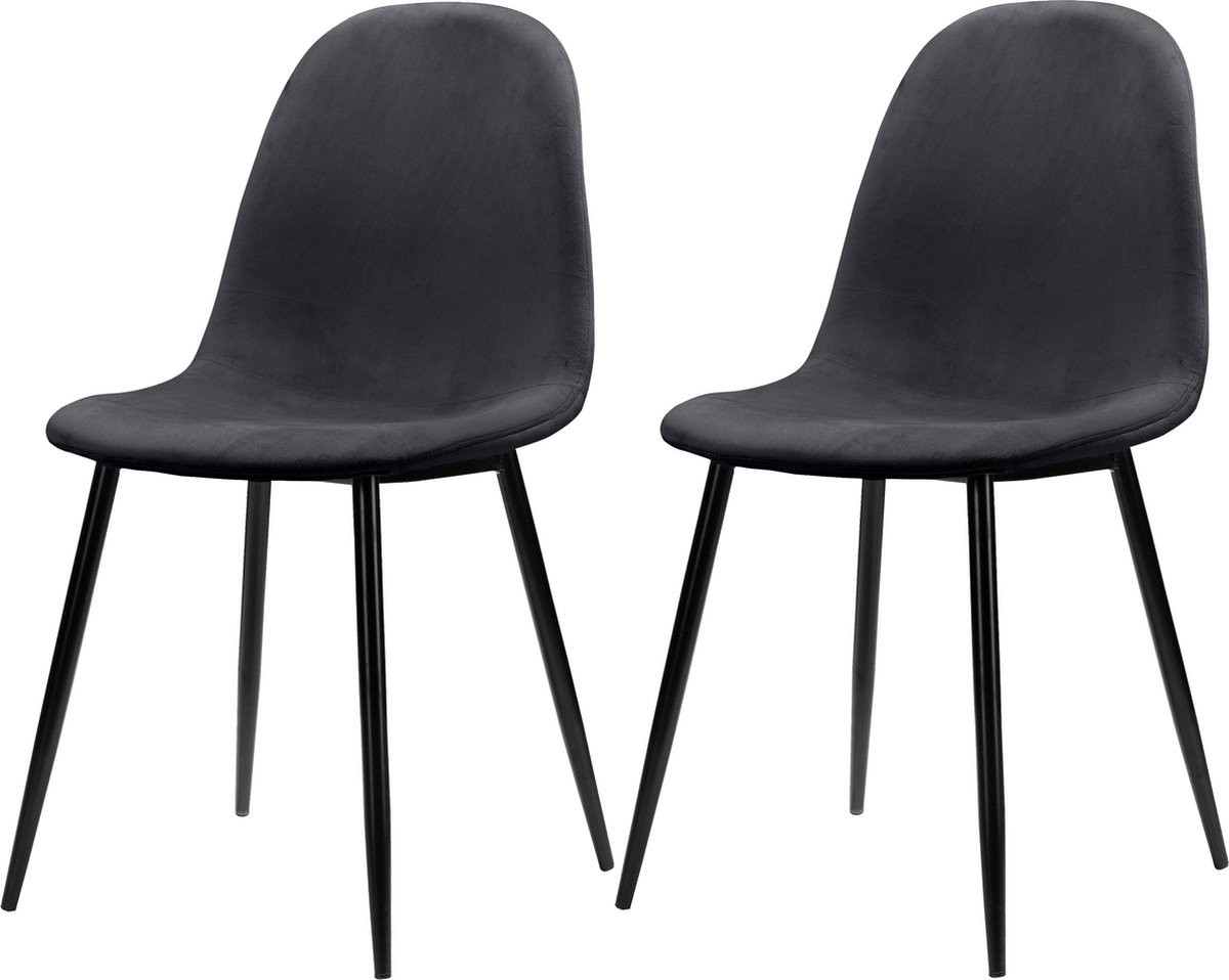 Notio Living Monza-Eetkamerstoel - 2 Pack - Antraciet Zwart