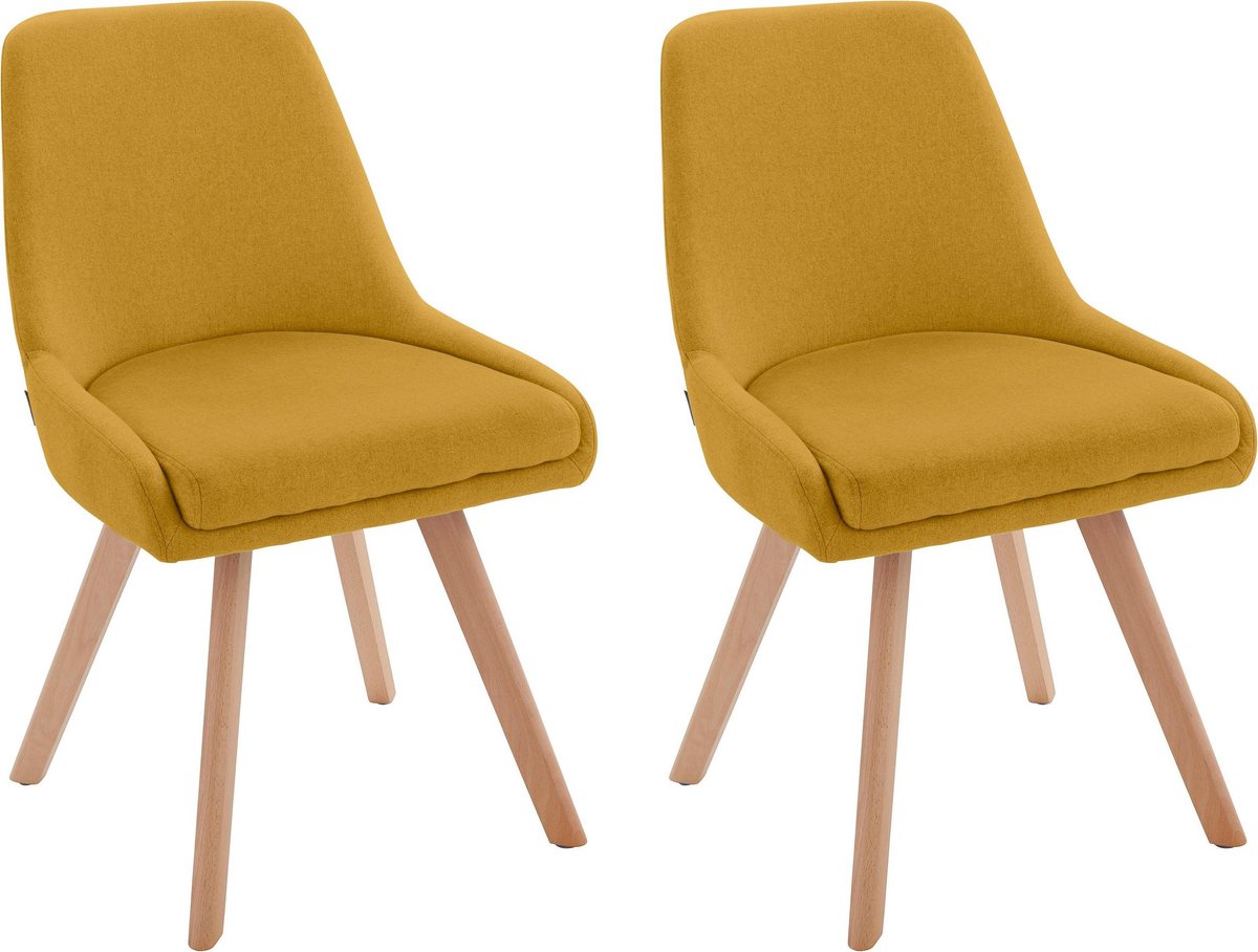 Notio Living Rudi-Eetkamerstoel - Set van 2 - Woollook Mustard Geel