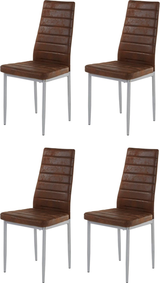 Bekleedde eetkamerstoelen Set van 4 in Microfiber Brown