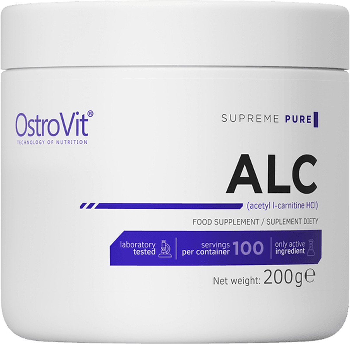 Goedkoopste OstroVit - Acetyl L-Carnitine ALC - Powder 200g - 100 product 1 Ingrediënt - Supplementen - Laboratorium getest kwaliteit!