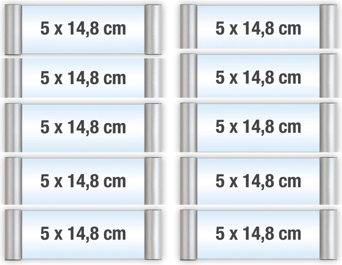 10 pack/Bewegwijzeringsborden met Klikprofiel /formaat 5x14.8cm/wegwijs bordjes/aluminium deurbordjes/naambordje kantoor/route bordje/aanwijs bordje/zelfklevend/verwijs bord/ informatie bord.