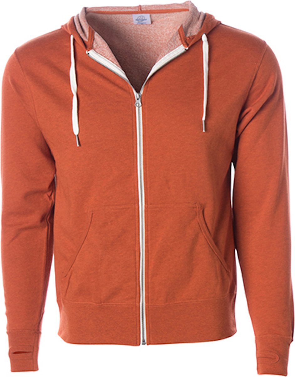 Independent Unisex Midweight French Terry Zip Hood NP354 Burnt Heather Oranje