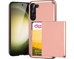 Hoesje met Pasjeshouder geschikt voor Samsung Galaxy S23 Plus - Back Cover SlideCase Roségoud
