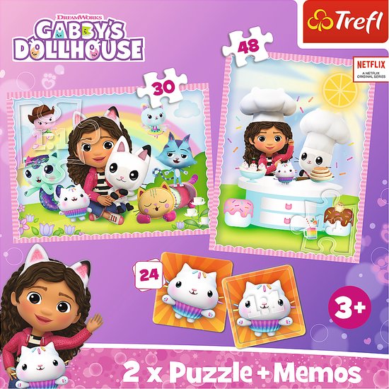 Gabby's Dollhouse 3-in-1 Set Puzzles + Memory