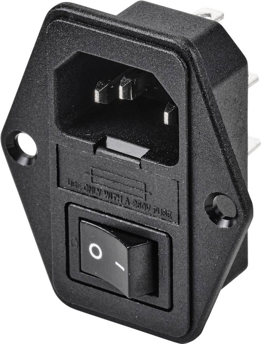 TRU COMPONENTS TC-10088400 Apparaatstekker (koud) Stekker, inbouw verticaal Totaal aantal polen: 3 10 A Zwart 1 stuk(s)