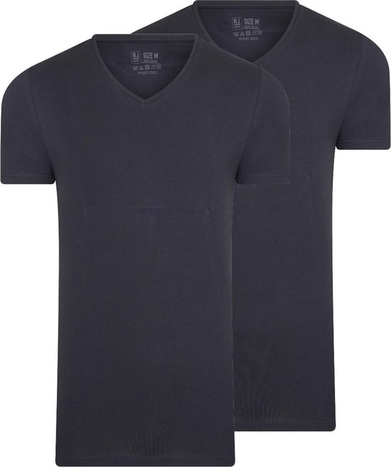 RJ Bodywear Everyday Den Bosch T-shirt (2-pack) - T-shirt pour homme avec col en V- bleu foncé - Taille : S