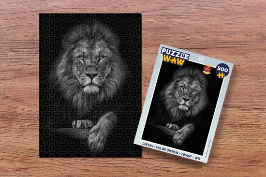 Puzzle Lion - Animaux - Zwart - Wit - Puzzle - Puzzle 500 pièces