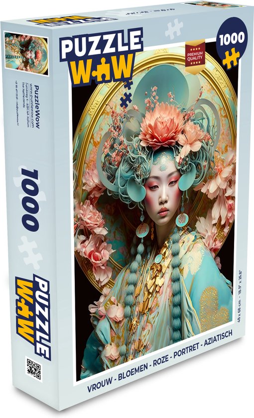 Puzzle Femme - Fleurs - Rose - Portrait - Asiatique - Puzzle