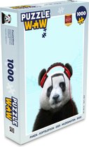 Puzzle Panda - Casque - Animal - Notes de musique - Rouge - Puzzle - Puzzle 1000 pièces adultes