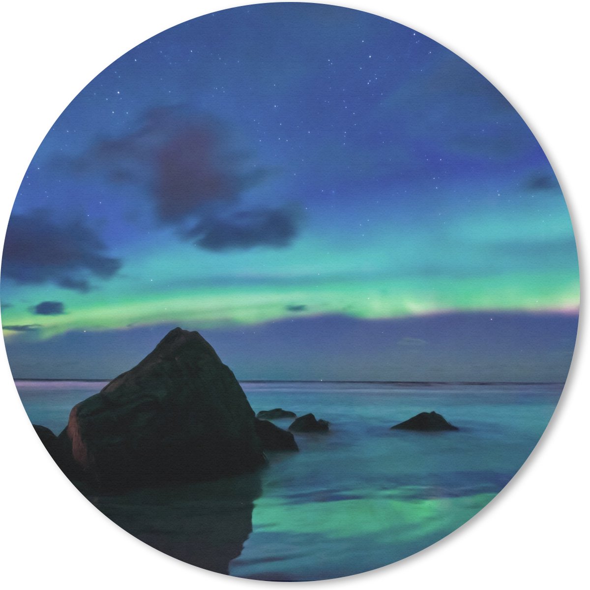 Muismat rond 20x20 cm - Mousepad Lucht - Landschap - Aurora - Ronde muismatten