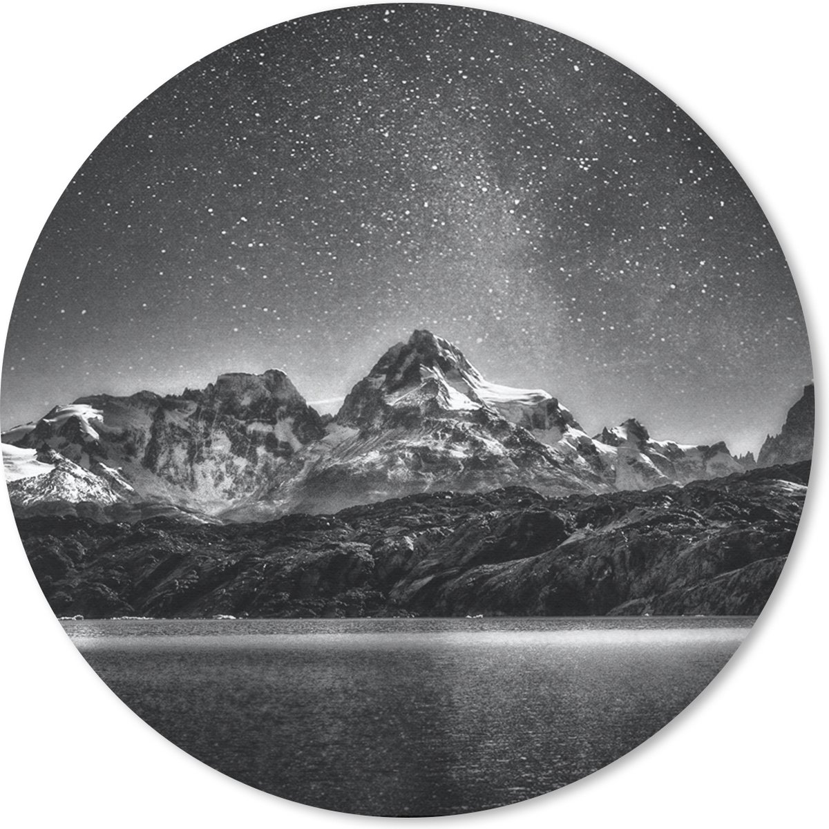 Muismat rond 30x30 cm - Mousepad Sterrenhemel - Berg - Nacht - Ronde muismatten