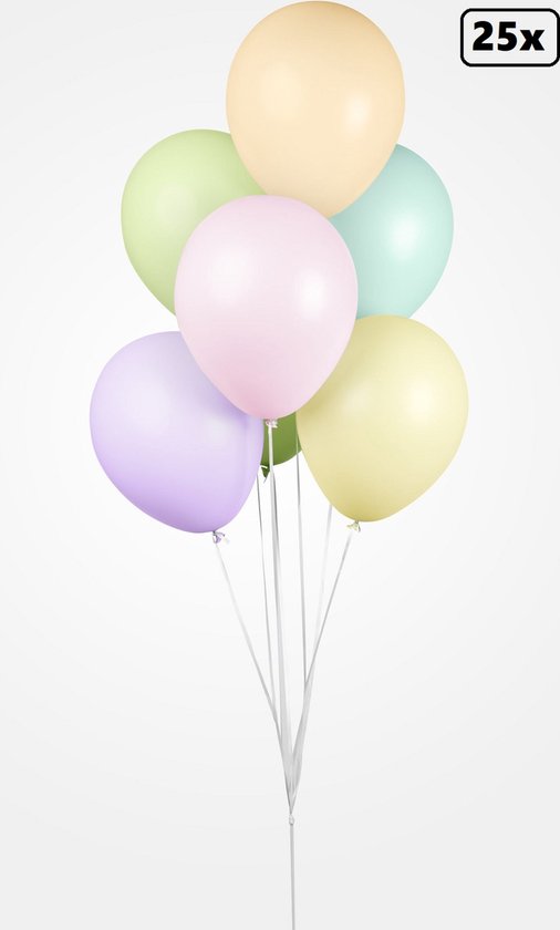 25x Luxe Ballon pastel mix kleuren 30cm - biologisch afbreekbaar - Festival feest party verjaardag landen helium lucht thema