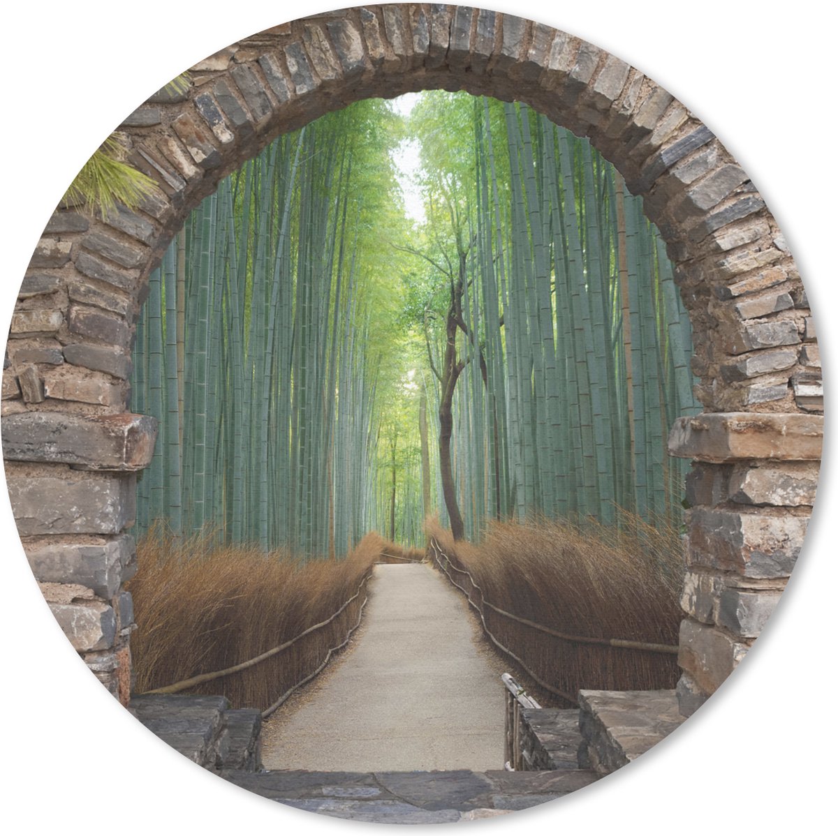 Muismat rond 30x30 cm - Mousepad Bamboe - Japans - Doorkijk - Bos - Ronde muismatten