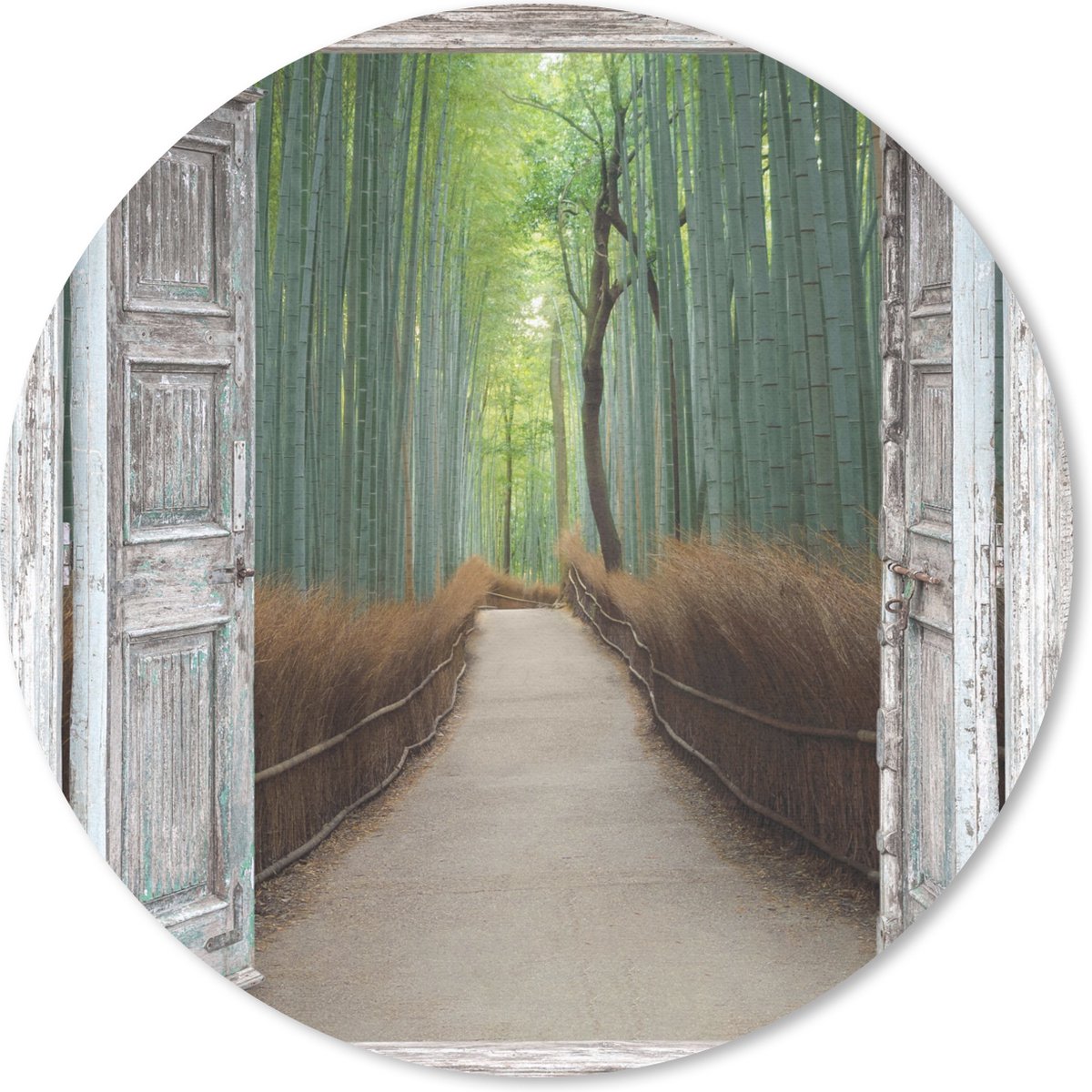 Muismat rond 40x40 cm - Mousepad Bamboe - Japan - Doorkijk - Bos - Ronde muismatten